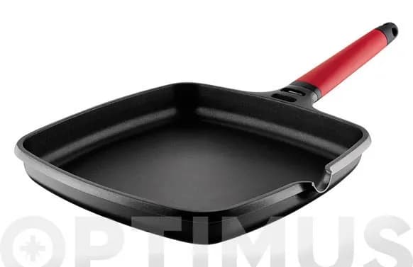 Grill liso induction mango desmontable rojo