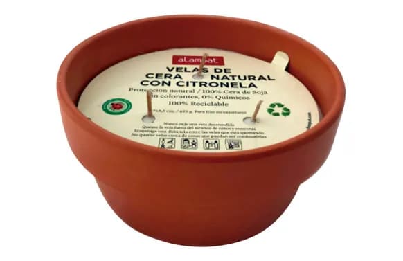 Vela citronela cera natural bol terracota