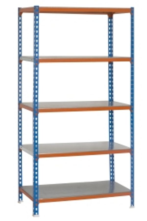 ESTANTERIA METAL 5 ESTANTES METALICOS SIN TORNILLOS 200 X 110 X 50 CM AZUL/NARANJA 200KG/EST