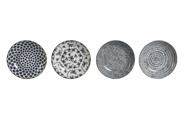 PLATO PORCELANA DECORADO SURTIDO AZUL HONDO 20 CM-SET 4U