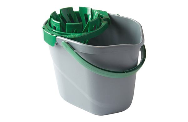 CUBO CON ESCURRIDOR 12 L GRIS / VERDE