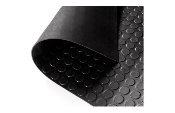 PAVIMENTO CAUCHO CIRCULOS 3 MM NEGRO ROLLO 10 M X 1 M ANCHO