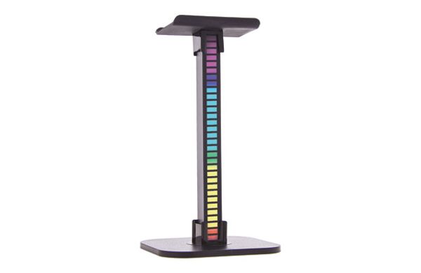 SOPORTE PARA AURICULARES CON BARRA DE LUZ LED RGB DIGITAL RECARGABLE USB MUSIC SYNC DISPLAY 12 PCS