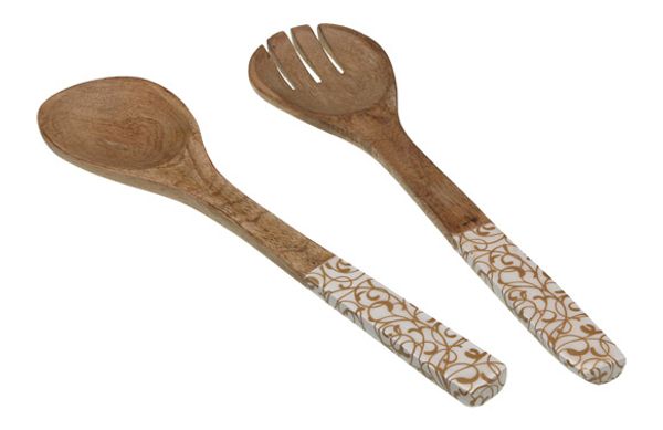 UTENSILIOS ENSALADA MADERA DECORADA SET 2U SERPENTINE