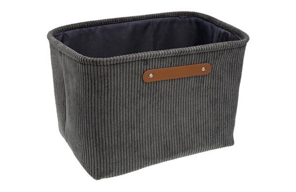 CESTA  MULTIUSO RECTANGULAR CORDUROY  38 X 26 X 25 CM - GRIS OSCURO