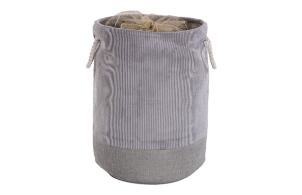 CESTO ROPA CORDUROY 39 X 39 X 52 CM - GRIS CLARO