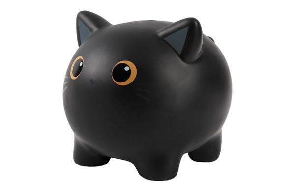 HUCHA PLASTICO GATO - NEGRO, 18 X 15 CM