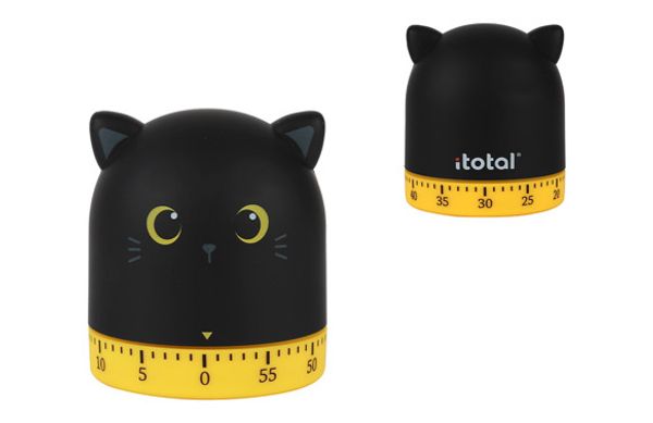 TEMPORIZADOR COCINA GATO - NEGRO 6 X 6 X 7 CM