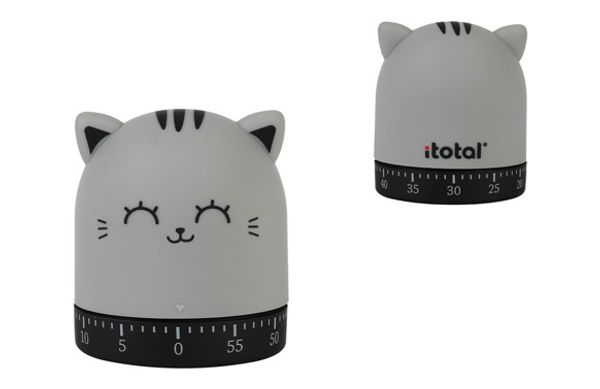 TEMPORIZADOR COCINA GATO - GRIS 6 X 6 X 7 CM