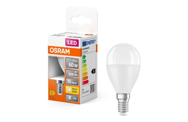 BOMBILLA ESFERICA LED E14 7W 806LM 2700K IP20