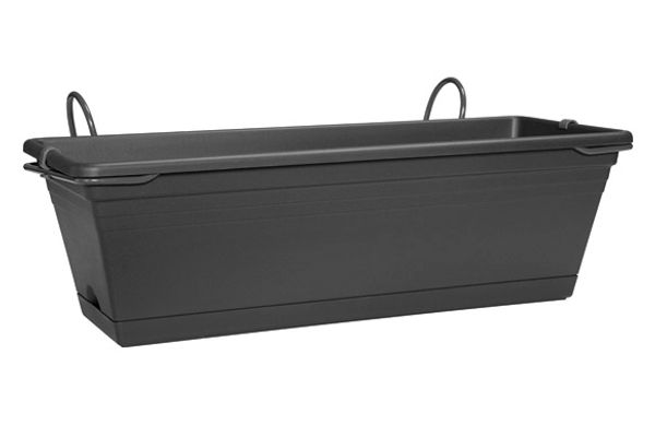 MACETA BALCONERA RECTANGULAR MEDITERRANEA 27 X 50 CM ANTRACITA