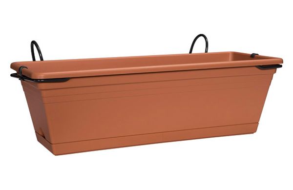 MACETA BALCONERA RECTANGULAR MEDITERRANEA 27 X 50 CM TERRACOTA