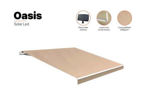 TOLDO MANUAL ALUMINIO SOLAR LED 3 X 2 M BEIGE ARENA