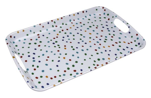 BANDEJA MELAMINA DECORADA DOTTY GRANDE 3X31X46,2CM