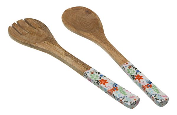 CUBIERTOS ENSALADA MADERA FLOWERS 1X6X30CM