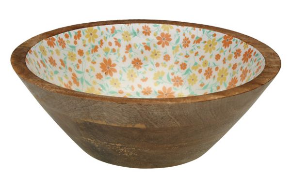 ENSALADERA MADERA DECORADA ESMALTADA CLIVIA 10X30CM