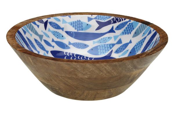 ENSALADERA MADERA DECORADA ESMALTADA AQUA 2 10X30X30CM
