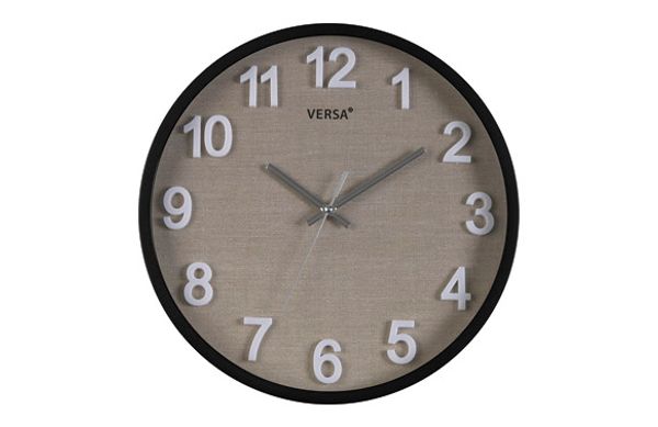 RELOJ PARED REDONDO VESTA NEGRO 30CM