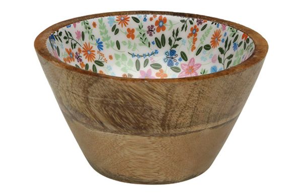 BOL MADERA DECORADO FLOWERS 7X13X13CM