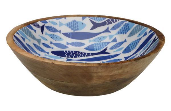 ENSALADERA MADERA DECORADA ESMALTADA AQUA 2 7X24X24CM
