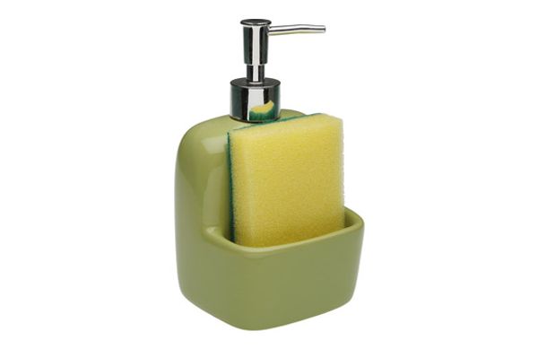 DOSIFICADOR JABON + ESTROPAJO VERDE 17,8X9,4X10,5CM
