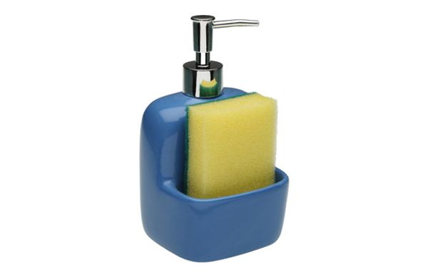 DOSIFICADOR JABON + ESTROPAJO AZUL 17,8X9,4X10,5CM