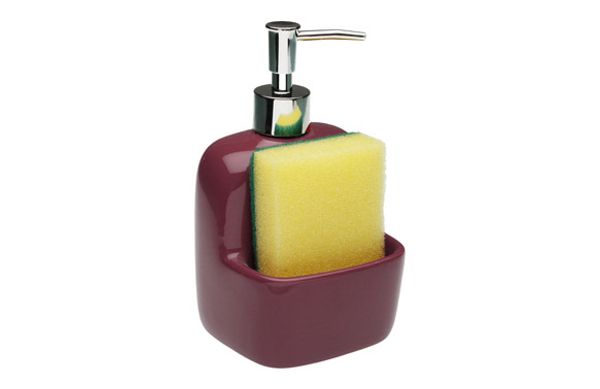 DOSIFICADOR JABON + ESTROPAJO BURGUNDY 17,8X9,4X10,5CM