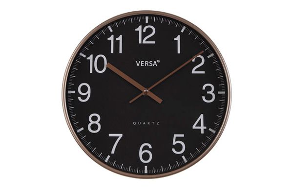 RELOJ PARED REDONDO NEGRO 30CM