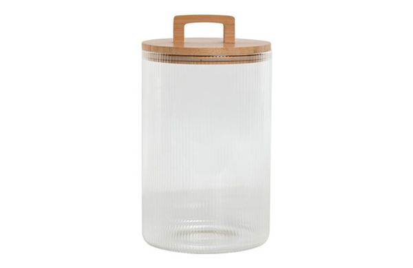 BOTE CRISTAL BAMBU RAYADO TRANSPARENTE 16X16X28 4L-TAPA BAMBU