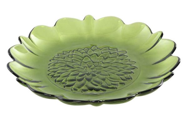 PLATO LLANO CRISTAL DALIA IRREGULAR VERDE OSCURO 26X26X3CM