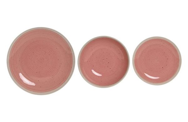 VAJILLA GRES ROSA 18 PZS 27X27X3CM