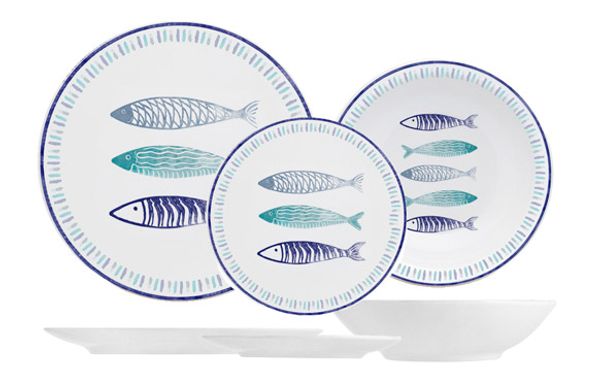 VAJILLA 18PZS COUPE PORCELANA SARDINAS