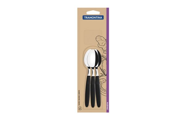 CUCHARA CAFE IPANEMA SET 3 PZS INOX MANGO ABS NEGRO 14CM