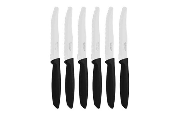 CUCHILLO COCINA DENTADO INOX MANGO ABS 6 UDS 12CM MANGO NEGRO