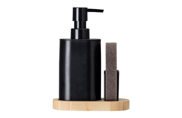 DOSIFICADOR JABON COCINA CON ESTROPAJO VINTAGE NEGRO