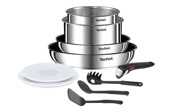 SET INGENIO SARTEN 22+26 CAZO 16+18 CON TAPA+MANGO+3 UTENSILIOS SET COCINA INGENIO 10PZAS