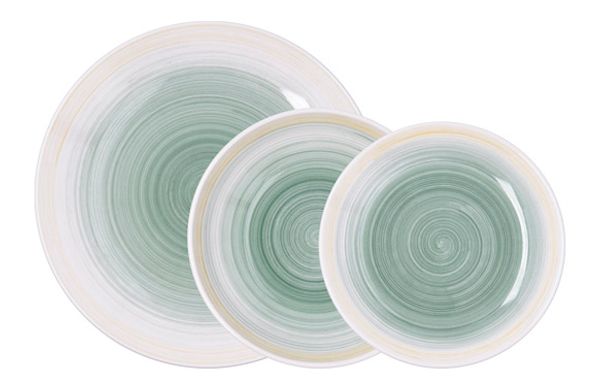 VAJILLA CERAMICA 18 PZAS VELVET LEMON VERDE QD