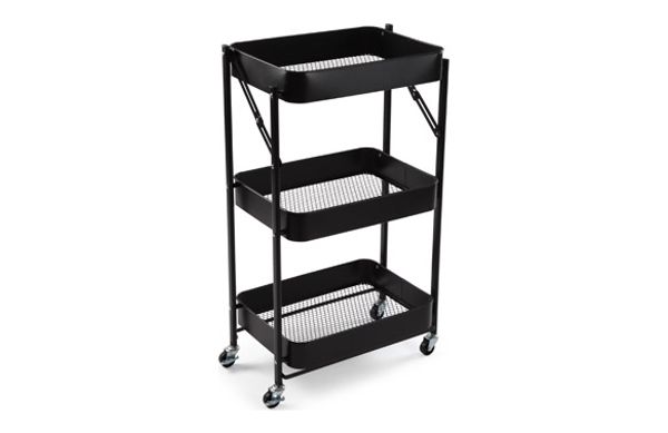 CARRO MULTIUSOS METALICO 3 ESTANTERIAS NEGRO 45X29,5X77CM