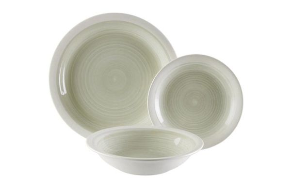 VAJILLA CERAMICA 18 PZAS LEGRAND GRIS VERDOSO