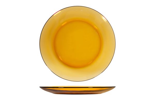 PLATO VIDRIO AMBAR LLANO 23,5CM 6 UNIDADES