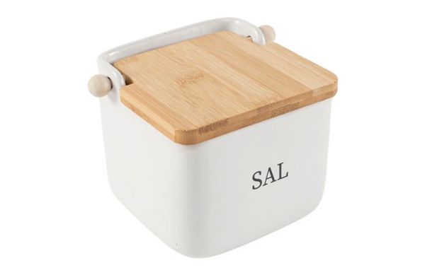 SALERO PORCELANA TAPA BAMBU BLANCO SAL