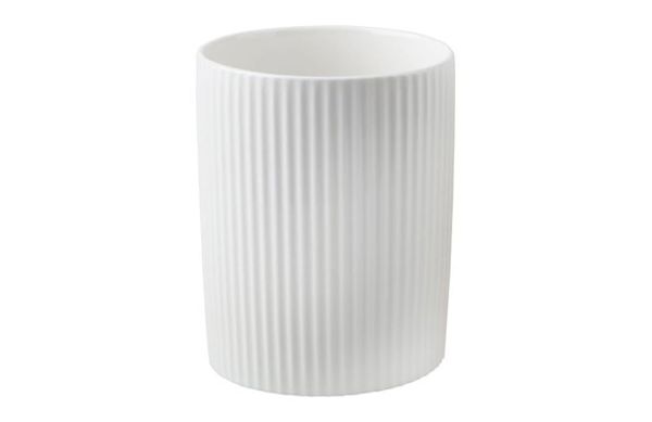 BOTE PORCELANA GRABADA UTENSILIOS COCINA BLANCO RAYAS