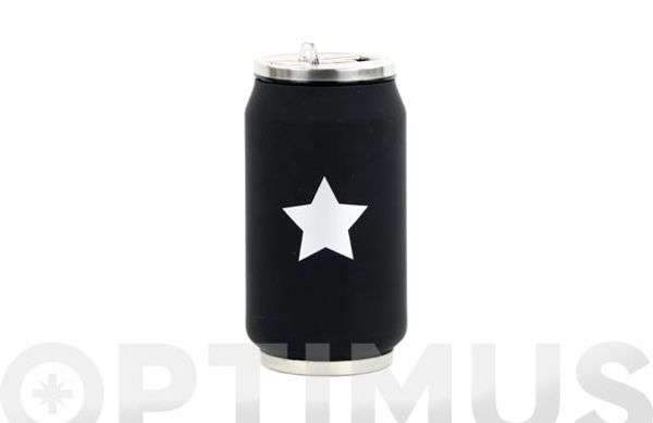 LATA ISOTERMICA NEGRA ESTRELLA PLATA 280 ML