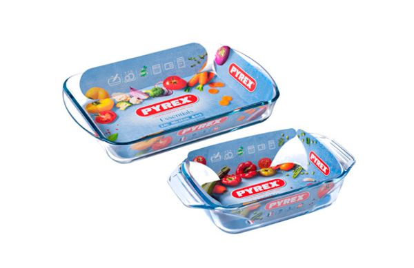 BANDEJA VIDRIO HORNO PYREX SET 2 UDS 35X23CM / 27X17CM