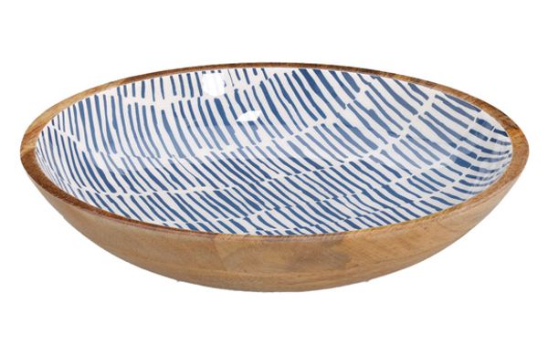 ENSALADERA MADERA DECORADO ESMALDA Ø 30CM AZUL