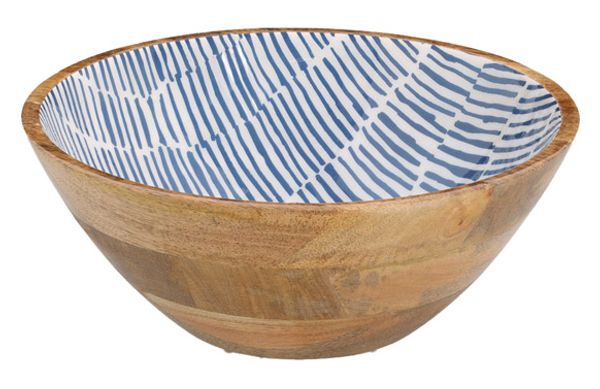 ENSALADERA ALTA MADERA DECORADA ESMALTADA Ø 25CM AZUL
