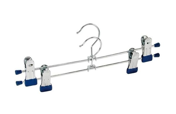 PERCHA ARMARIO METALICA CROMADA CON PINZAS PANTALON/FALDA 2 PIEZAS 30 X 10,5 X 2,5 CM