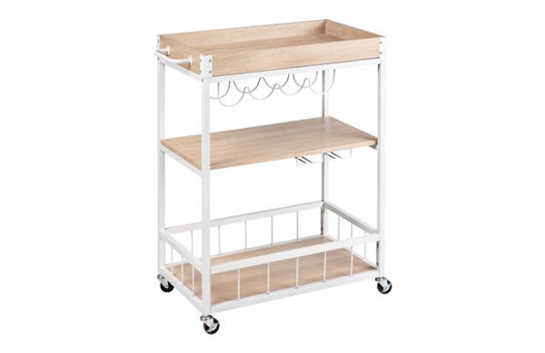 CARRITO COCINA MULTIUSOS RUSTICO BLANCO