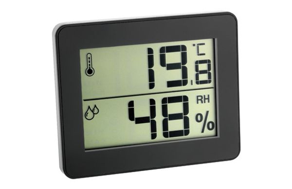TERMOMETRO HIGROMETRO RELOJ DIGITAL 30.5027.01 NEGRO