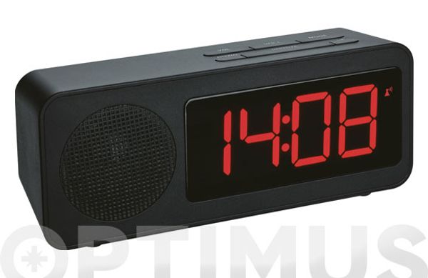 RELOJ DESPERTADOR CON RADIO NEGRO